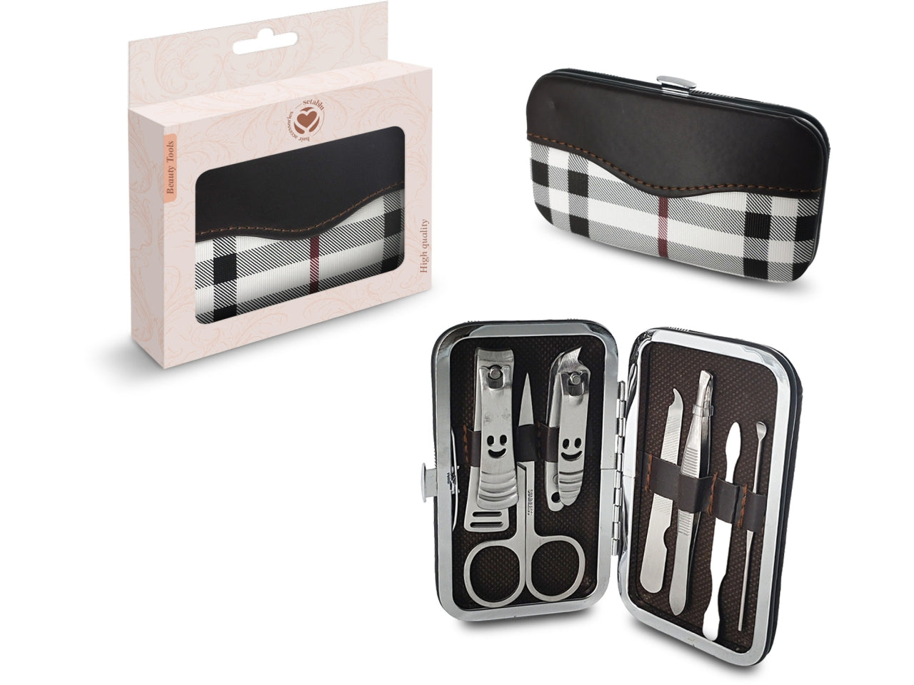 Borsello manicure set lime per unghie 7 pezzi