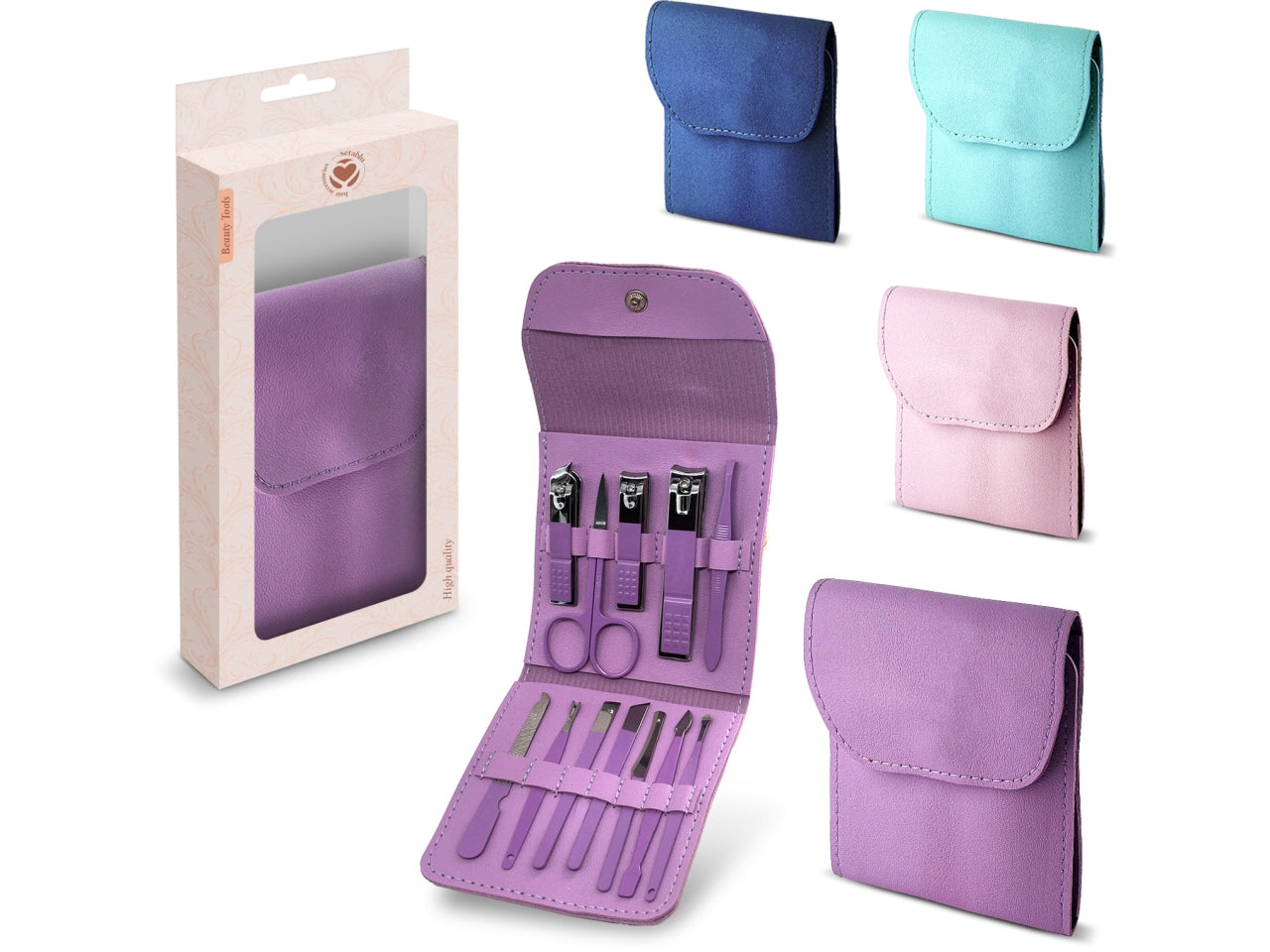 Borsello manicure set lime per unghie 12 pezzi