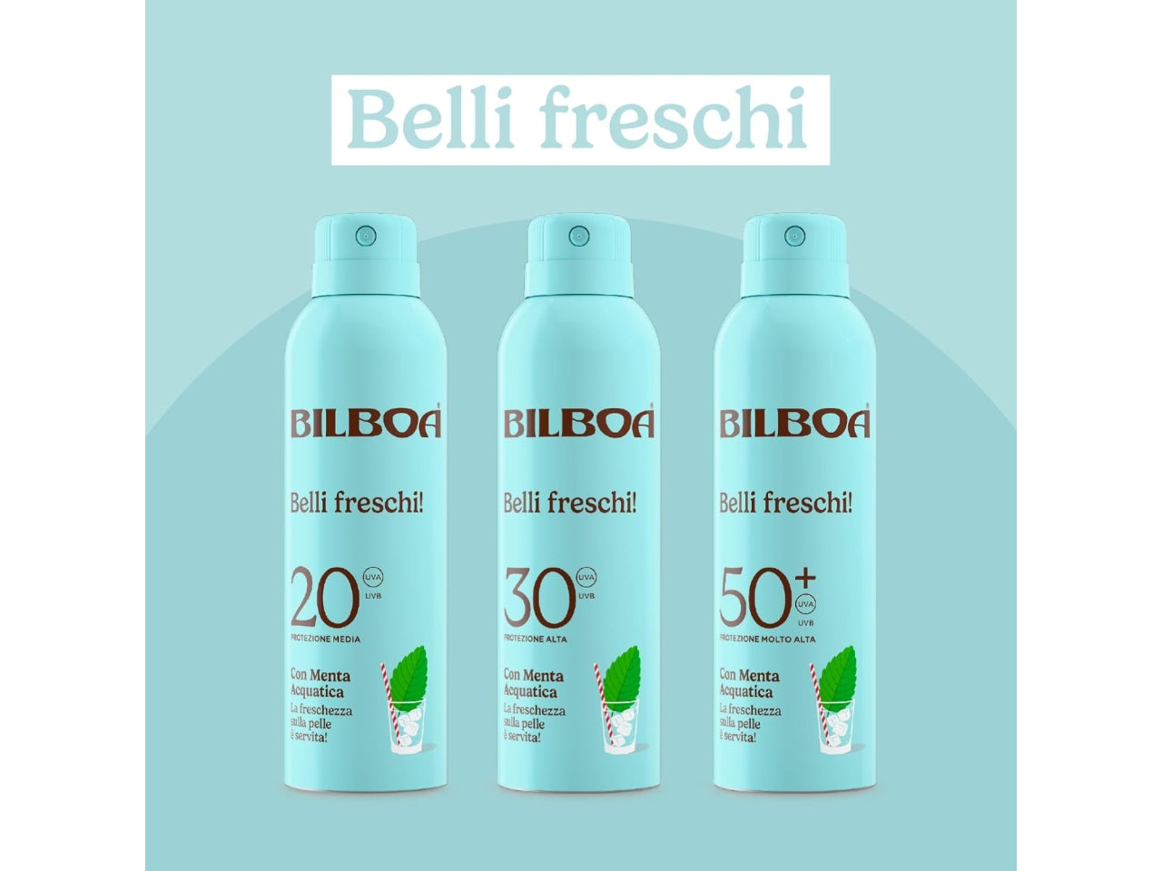 Bilboa belli freschi spray spf 50+ con menta acquatica