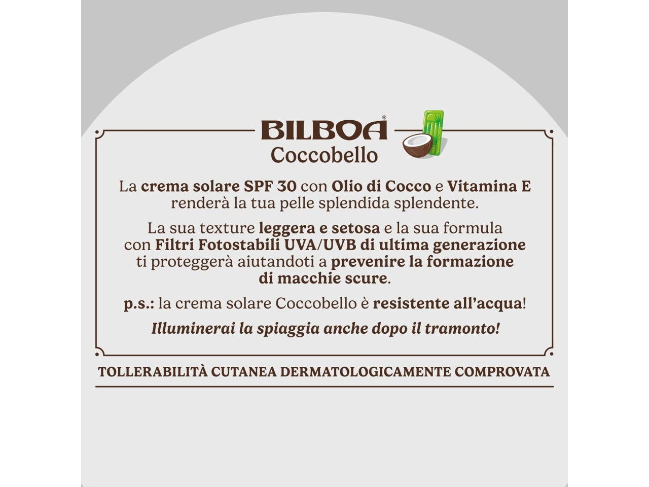 Bilboa coccobello crema spf 30 con olio di cocco