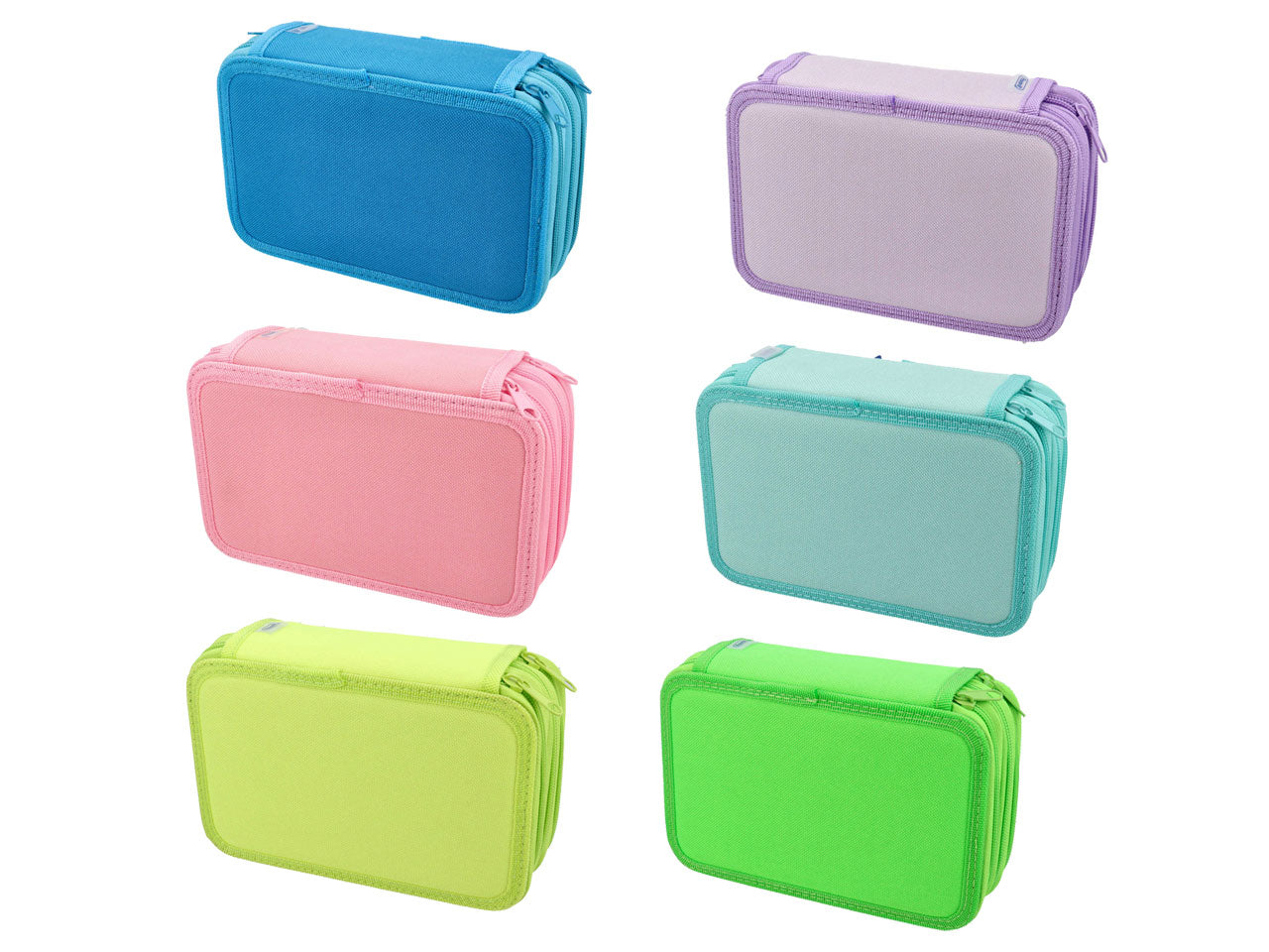 Astuccio 3zip pastel/neon con 12 pastelli e 18 pennarelli