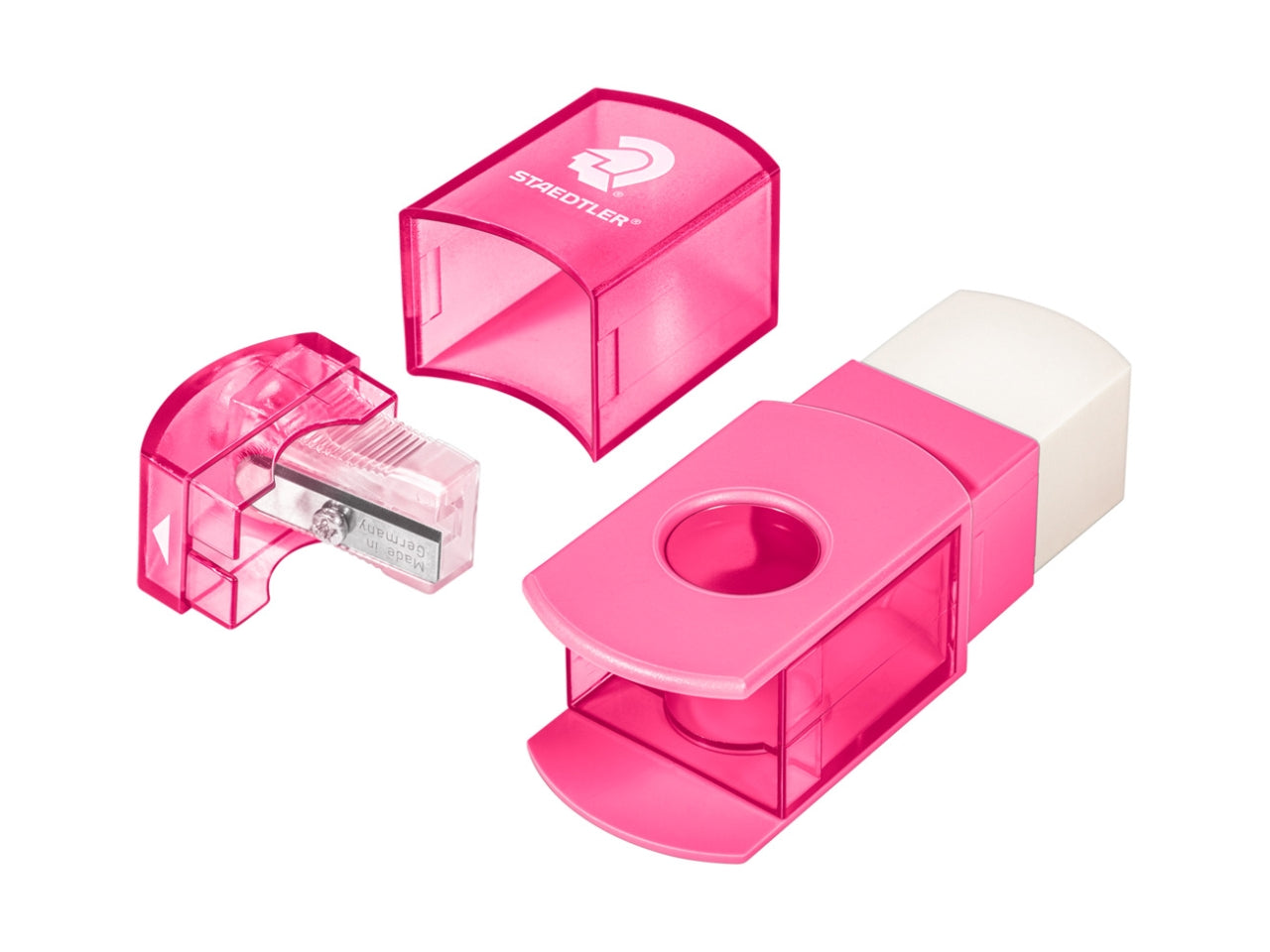 Temperino contenitore 1 foro con gomma in colori assortiti