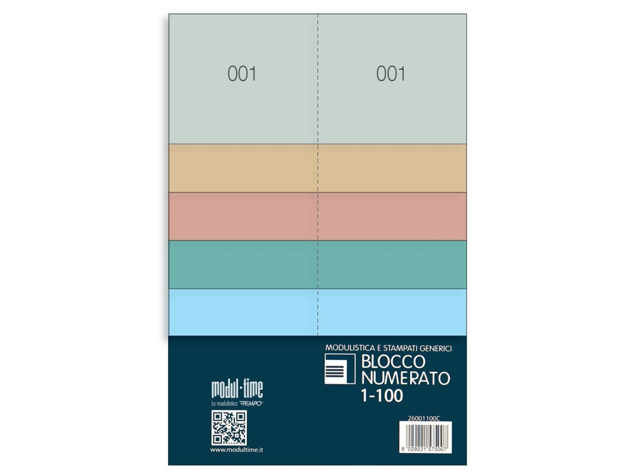 Blocco numerato da1 a 100 6x13cm in colori assortiti