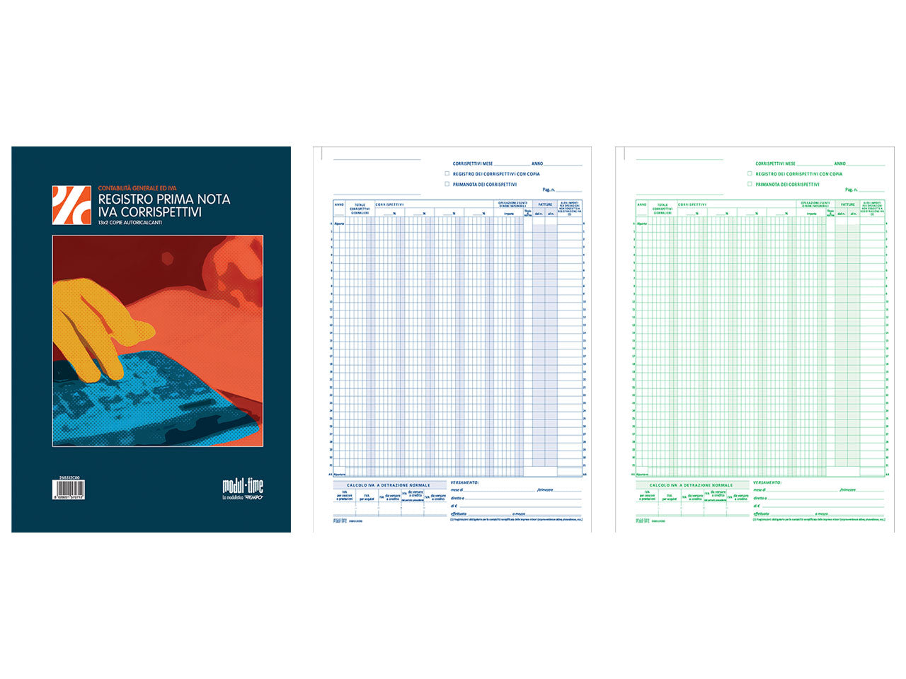Registro prima nota iva corrispettivi 13x2 copie autoricalcante 29,7x21cm