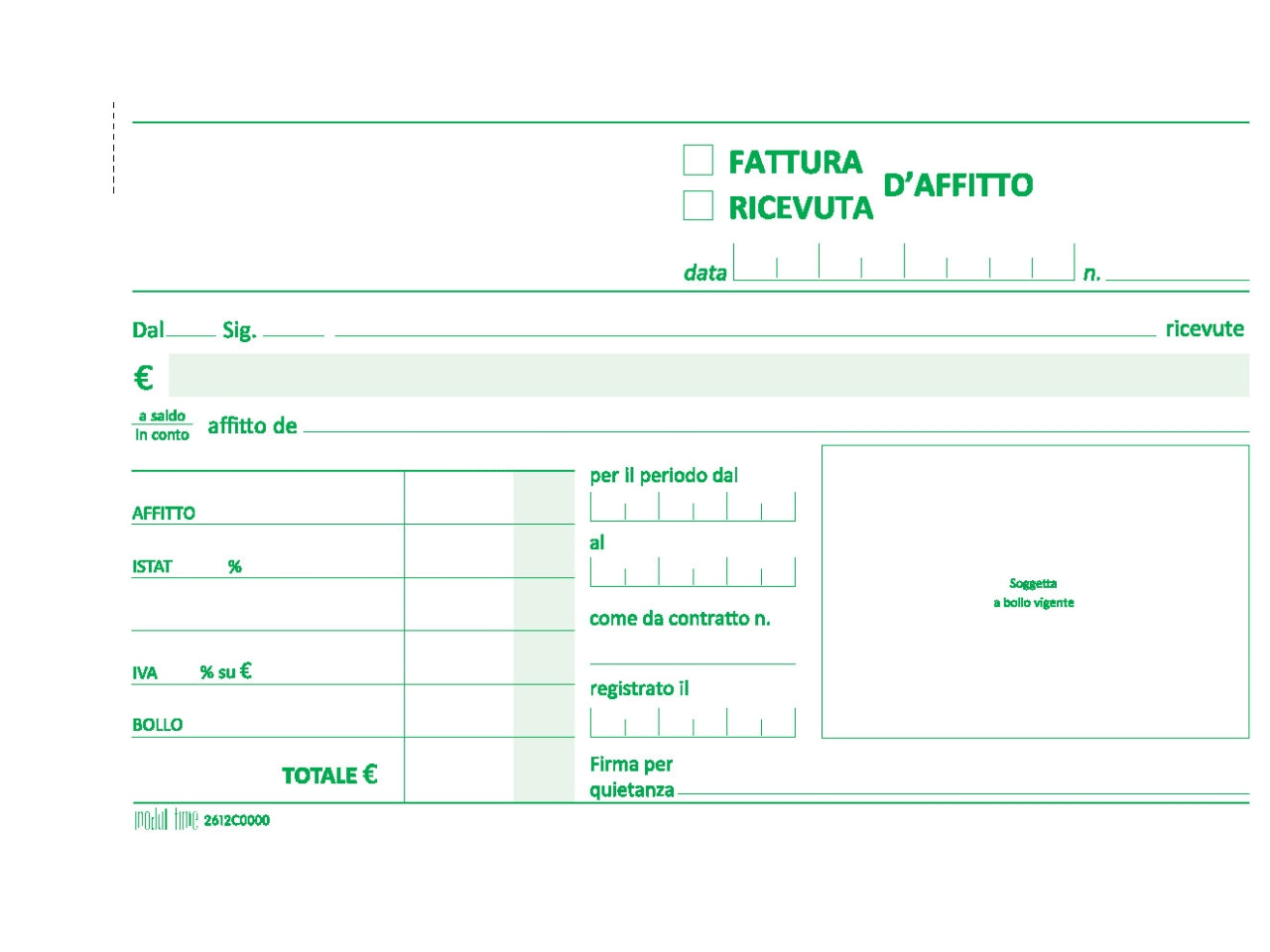 Ricevuta d'affitto 50x2 copie autoricalcante 9,9x17cm