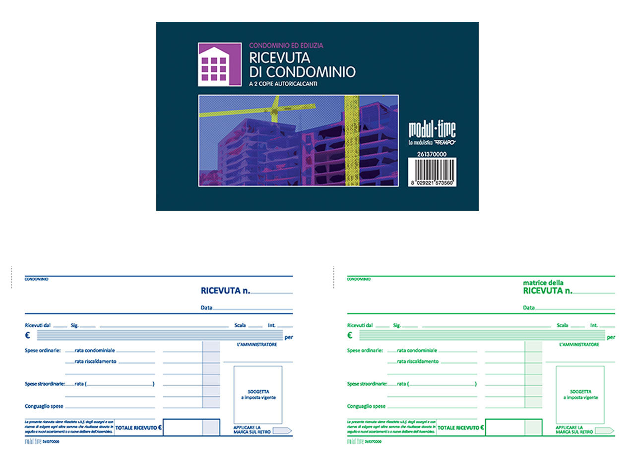 Ricevuta di condominio 50x2 copie autoricalcante  9,9x17cm