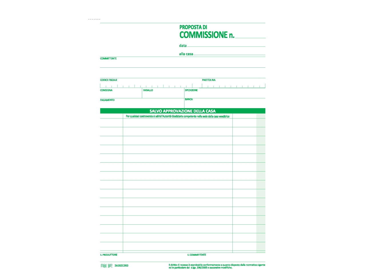 Copia commissione 50x2 copie autoricalcante 21,5x14,8cm