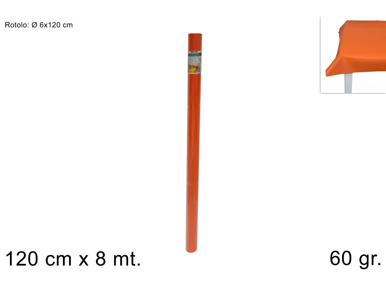 Tovaglia a rotolo in tnt 120cmx8mt 60gr arancio