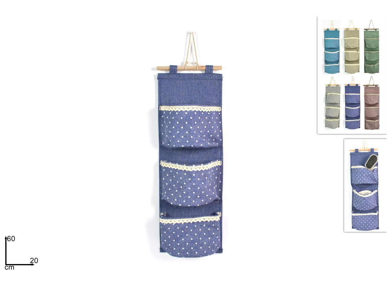 Appendino da bagno in tessuto da 3 posti 60x20cm