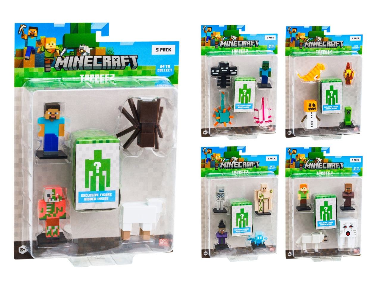 Minecraft 3D confezione con 5 personaggi assortiti
