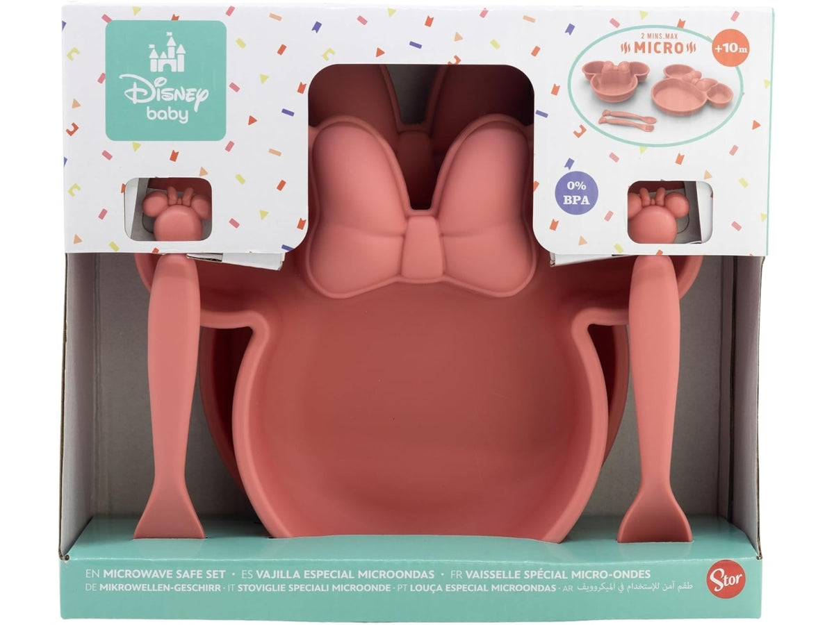 Minnie gift box 4 pezzi piatti + posate in plastica