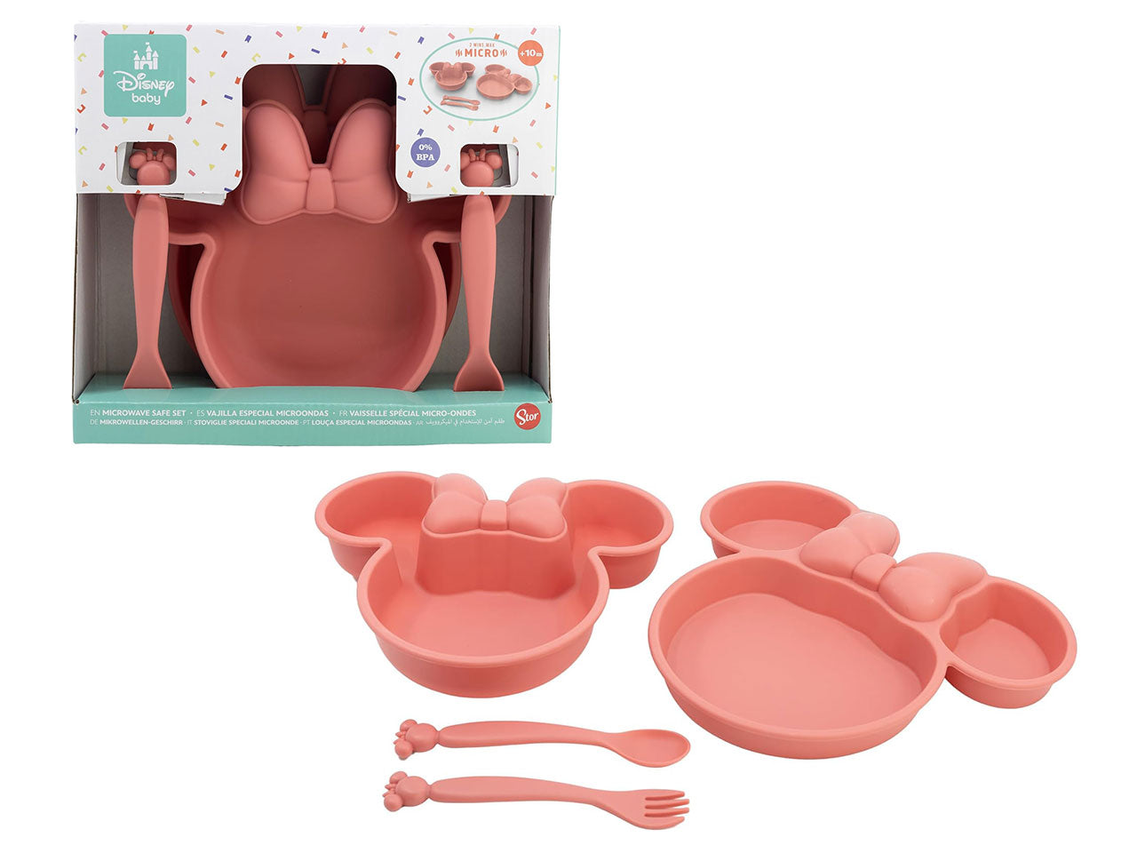 Minnie gift box 4 pezzi piatti + posate in plastica