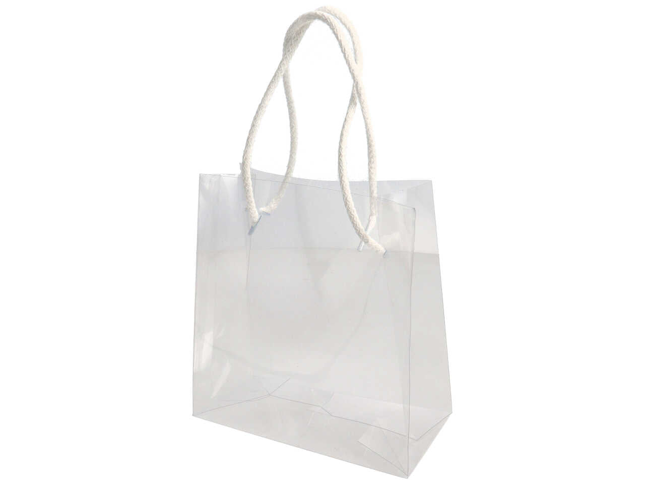 Shopper pet trasparente 16x8x4cm con manici bianchi