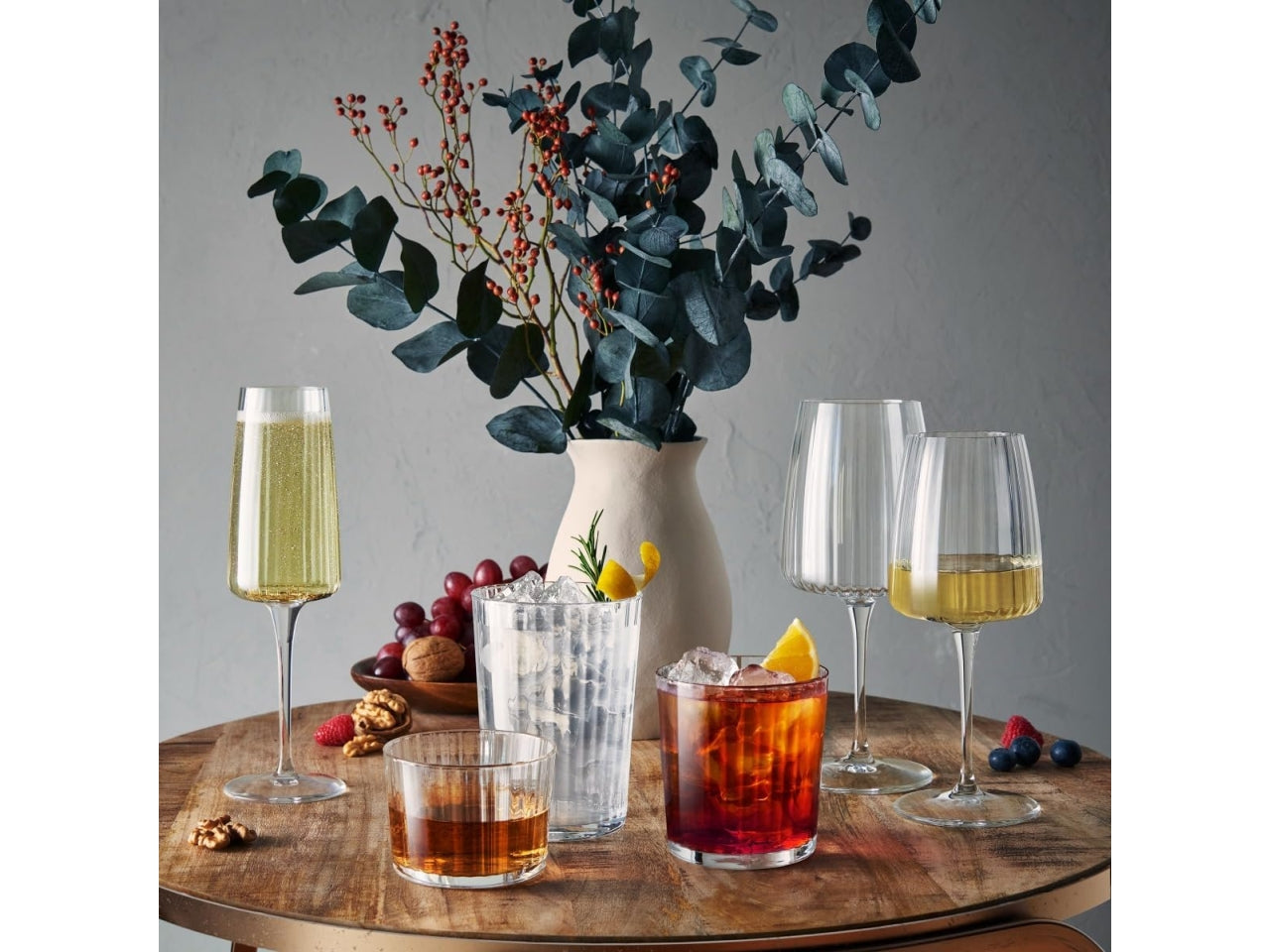 Exclusiva prosecco 6 bicchieri in vetro rigato 25,5cl 6,8xh.22,5cm