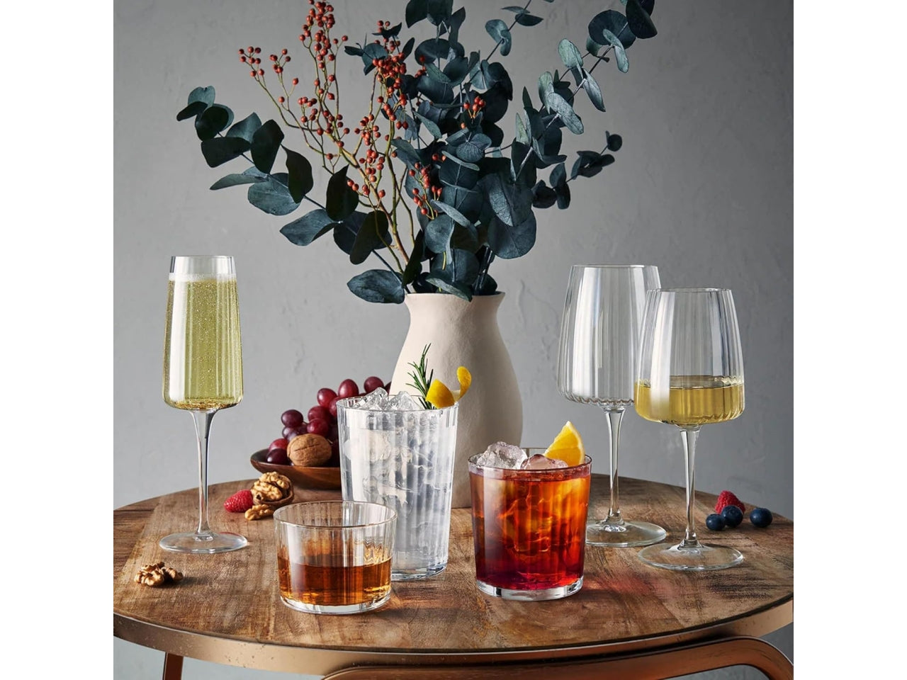 Exclusiva negroni 12 bicchieri in vetro rigato 35,5cl 8,5xh.8,95cm