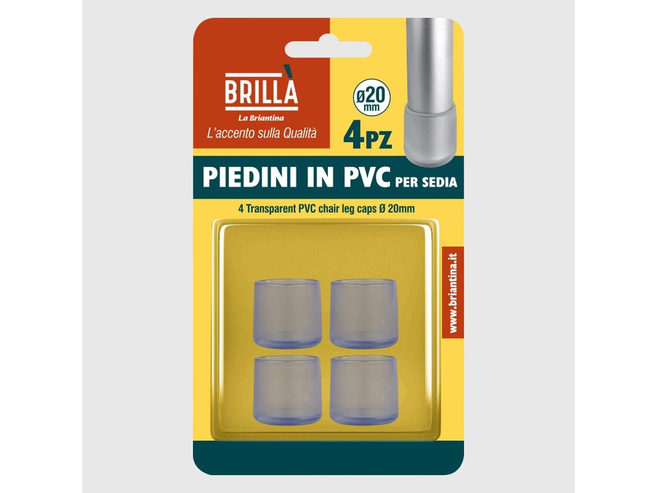 Piedini trasparenti per sedie in pvc set da 4 piedini d.20mm