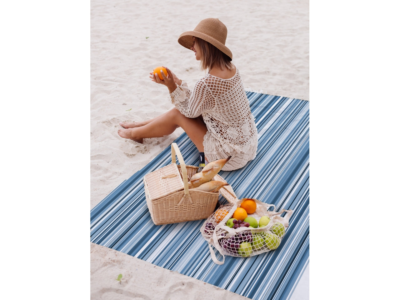 Telo pic nic 200x200cm rigato blu