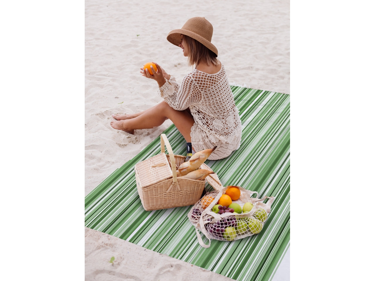 Telo pic nic 200x200cm rigato verde