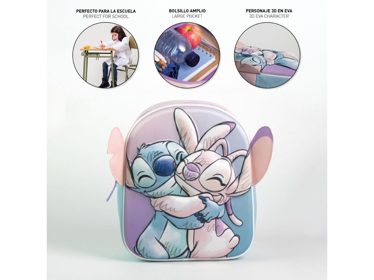 Zaino bambini con personaggio Stitch con applicatios