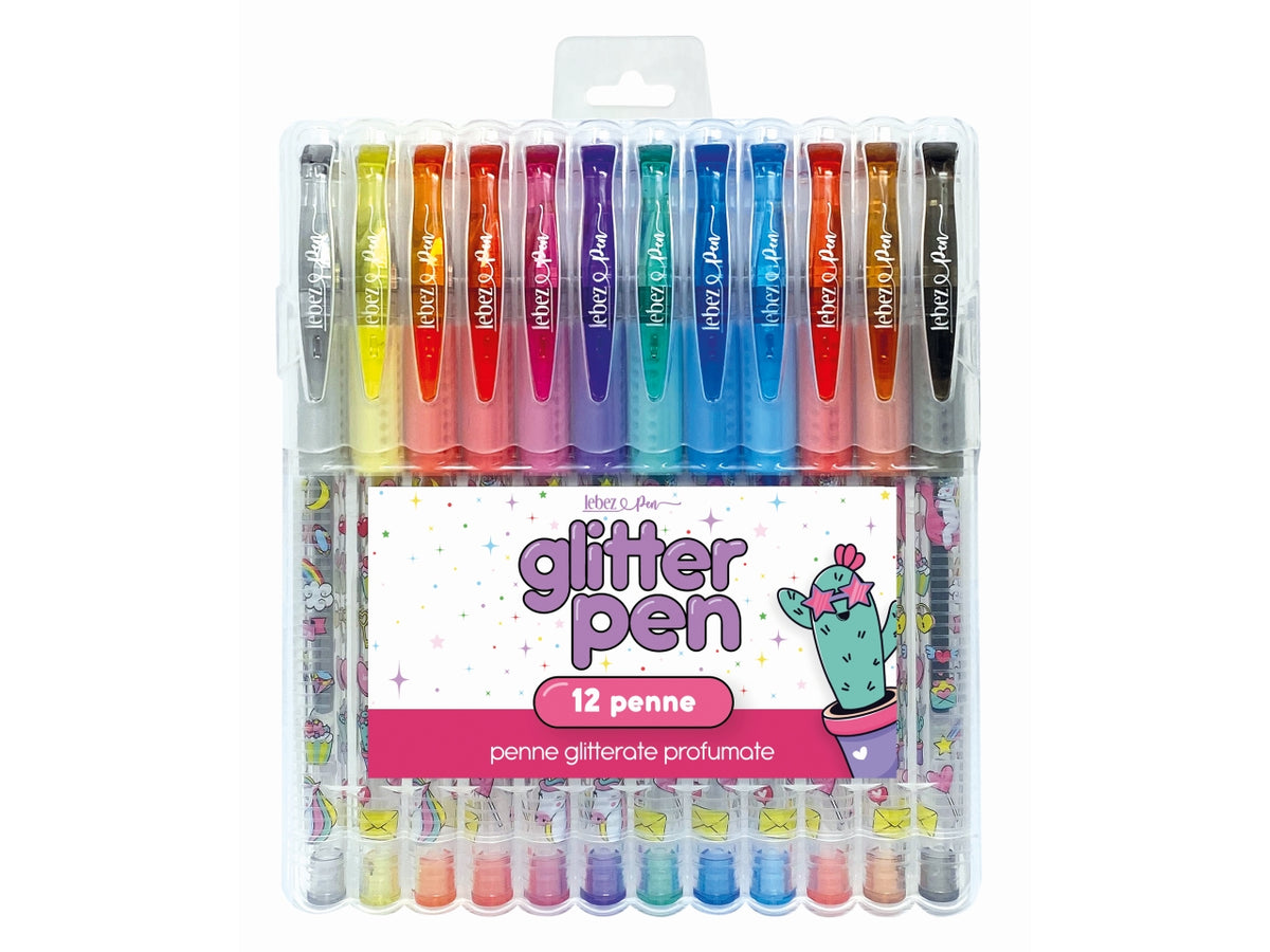 Penna gel glitter set da 12 penne