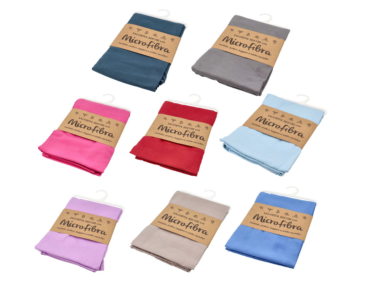 Appesa salvietta in microfibra 50x100cm colori assortiti