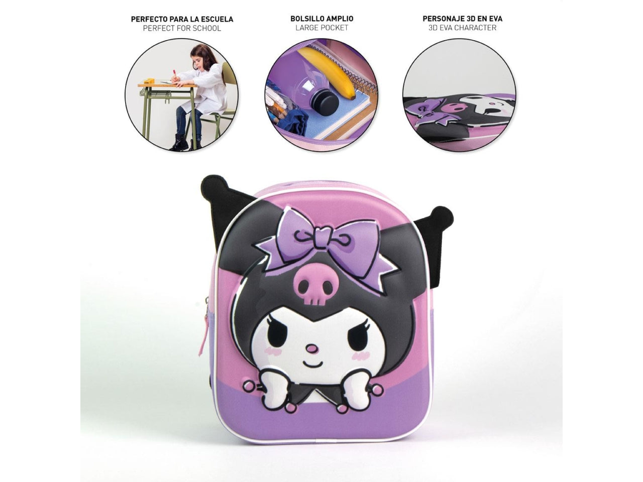 Zaino 3D con application con personaggio Hello Kitty Kuromi