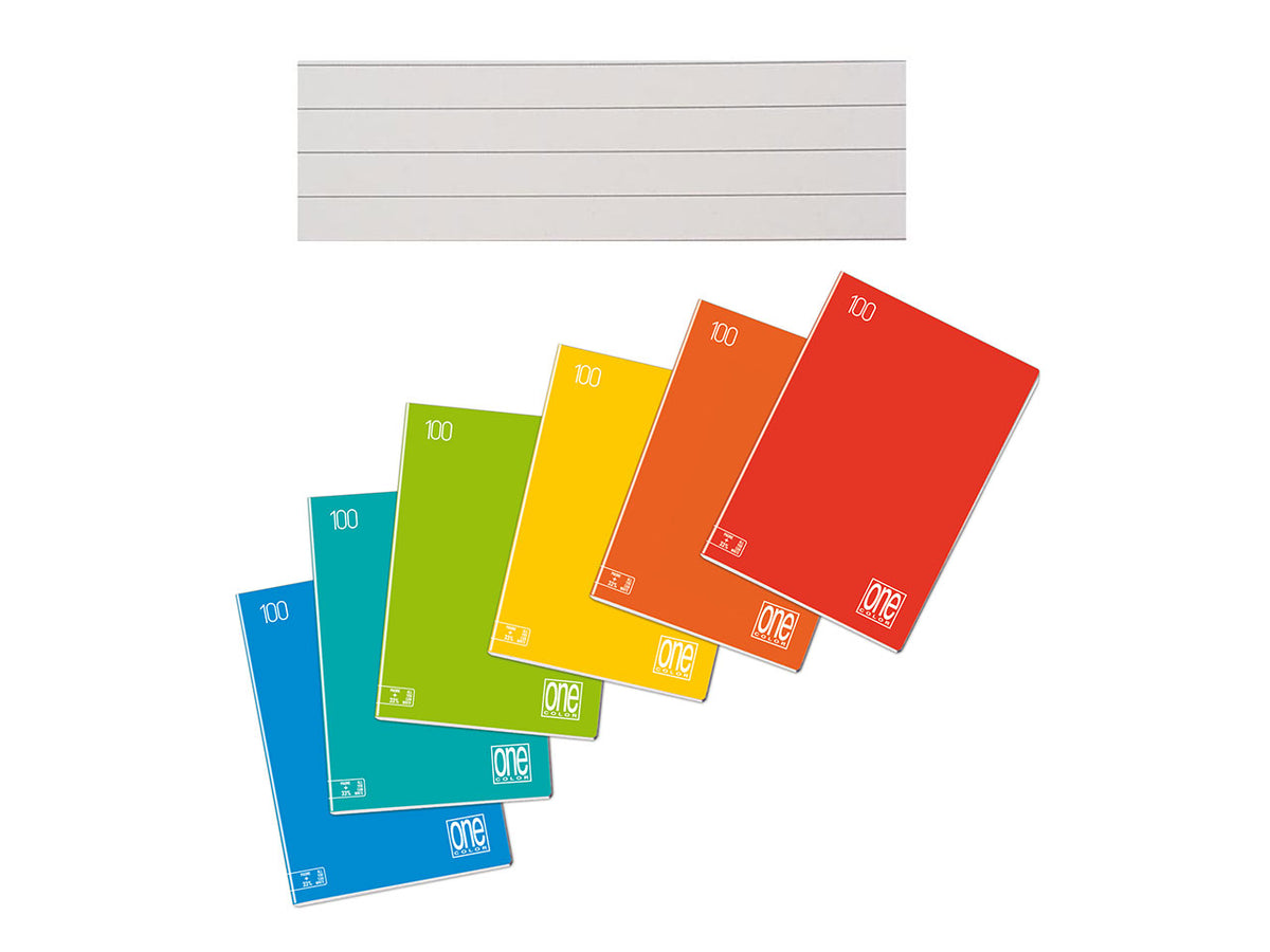 One color maxi quaderno 100g rigatura 1R alta fogliazione 24+1, 96 facciate con copertina 240g confezione da 10 pezzi colori assortiti