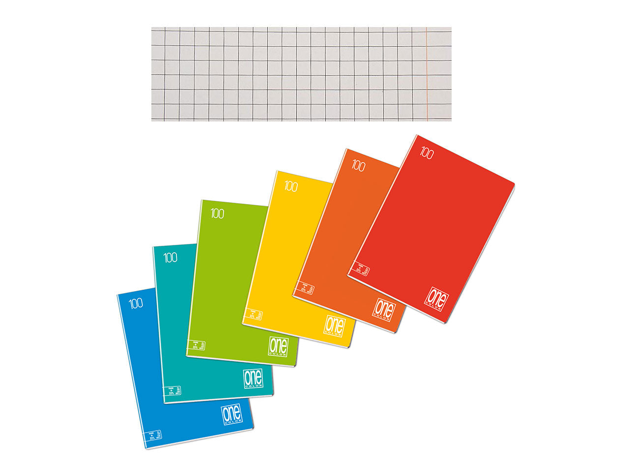 One color maxi quaderno 100g rigatura Q con margine alta fogliazione 24+1 con copertina 240g confezione da 10 pezzi colori assortiti