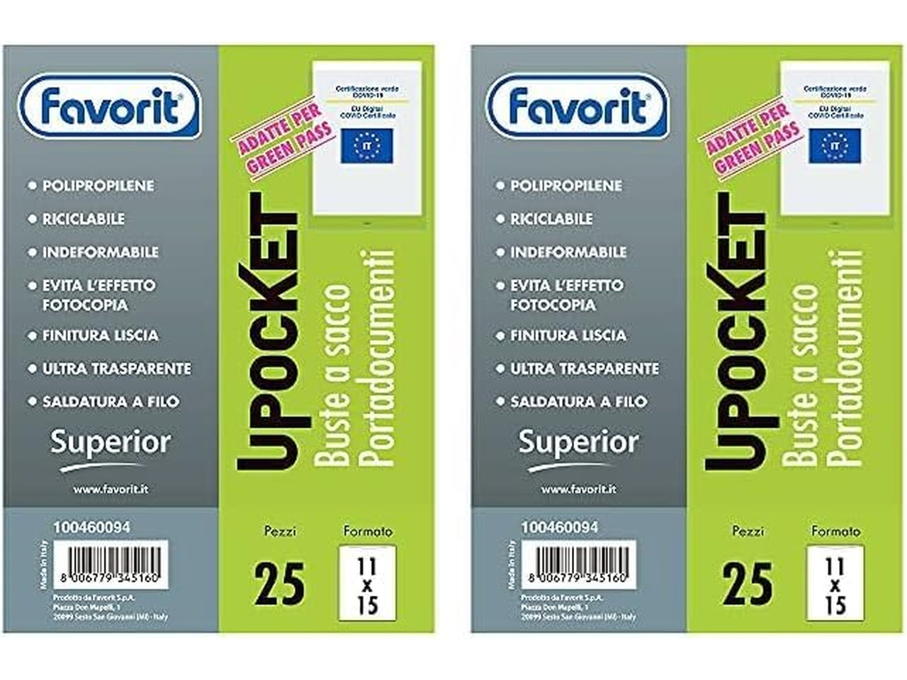 Busta upocket per libretto moto e auto 11x15cm trasparente in confezione da 25 pezzi