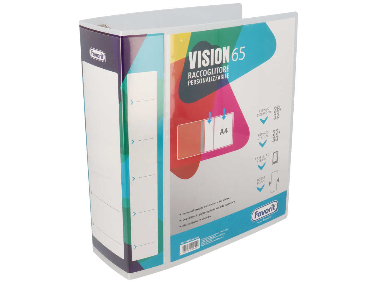 Vision raccoglitore personalizzabile 22x30cm 4 anelli diametro 65mm