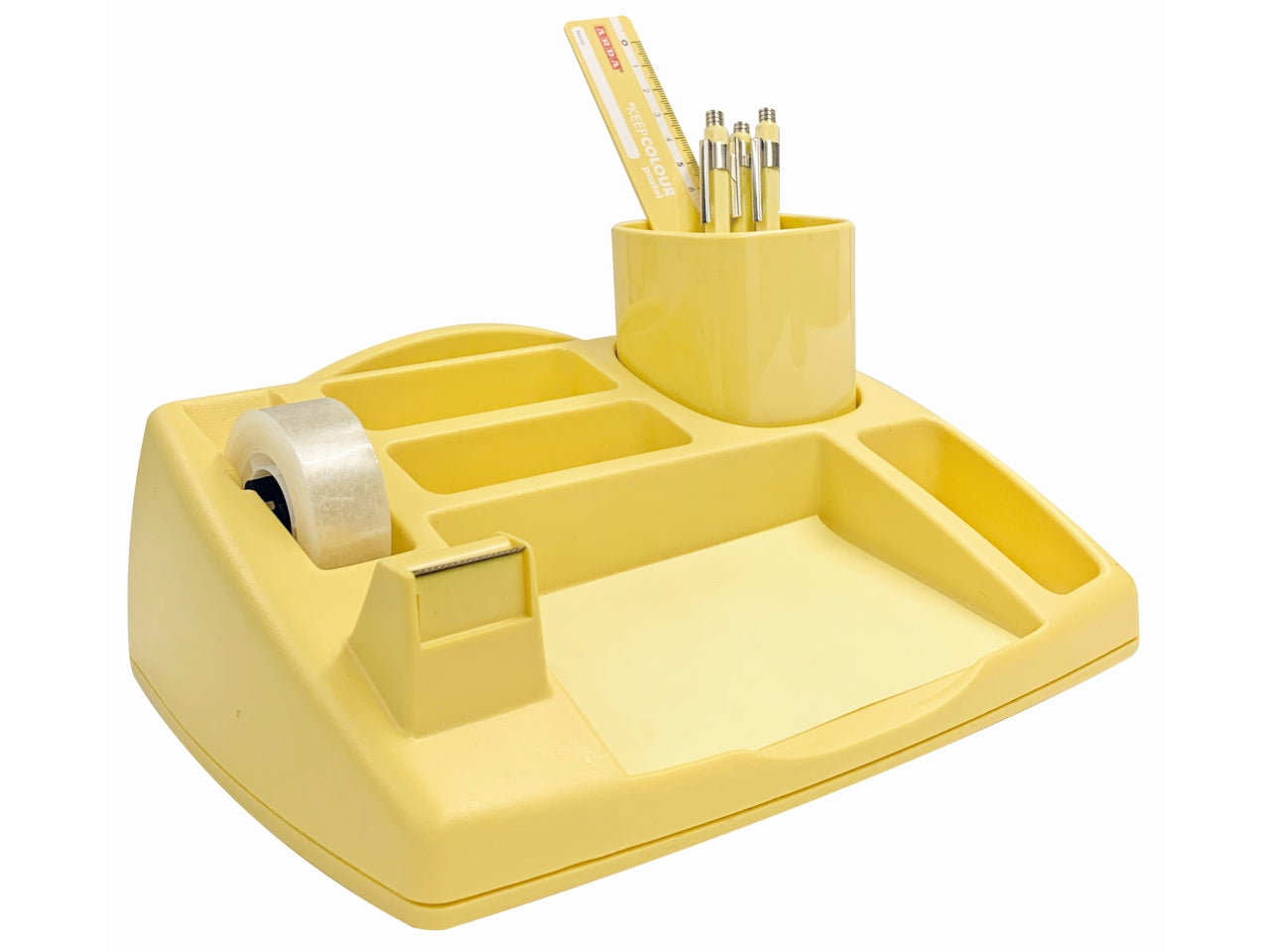 Oliver desk organizer con porta nastro adesivo, giallo pastello