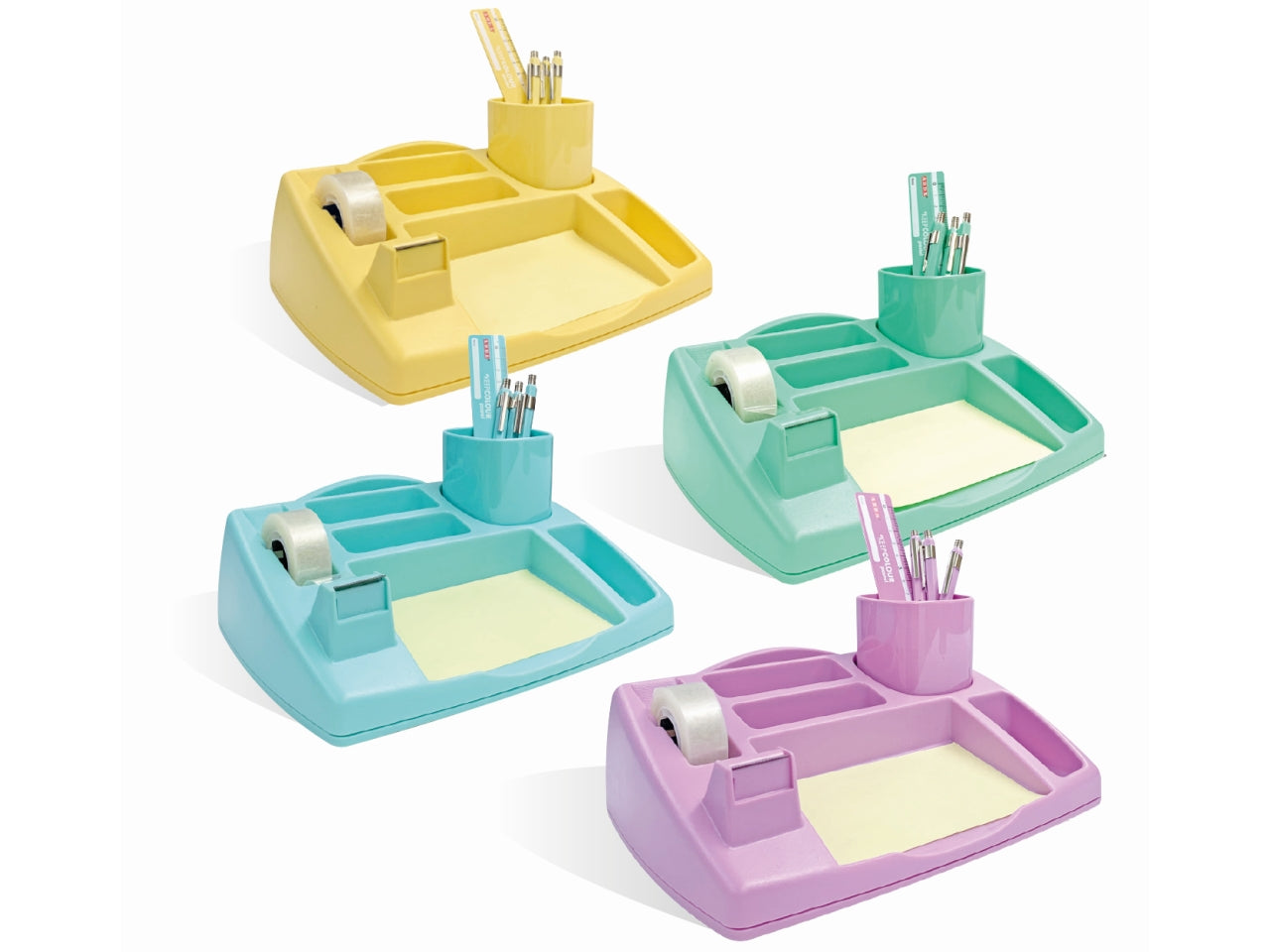 Oliver desk organizer con porta nastro adesivo, verde pastello