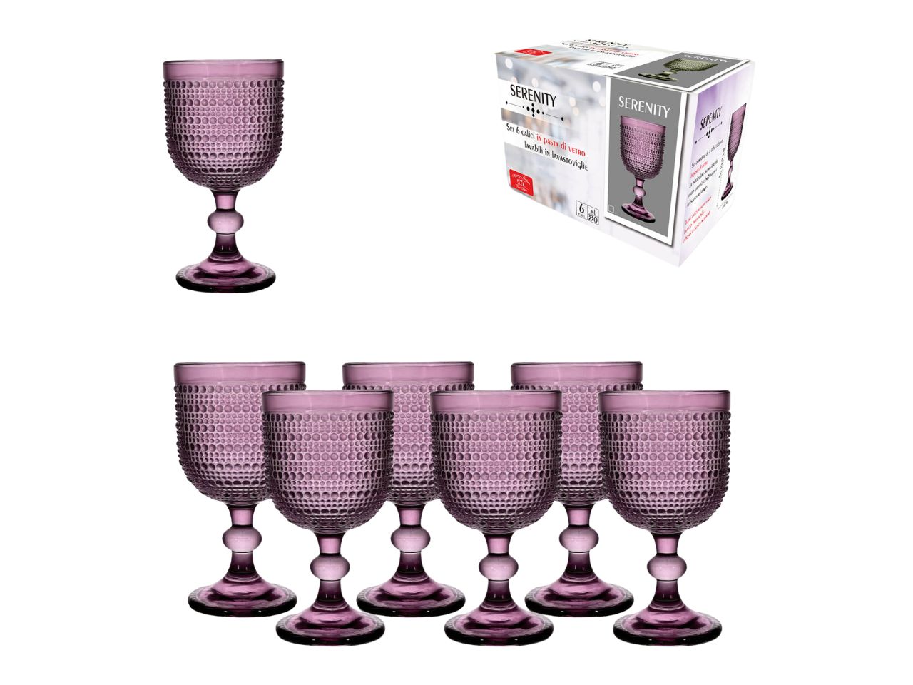 Calice Serenity porpora la confezione contiene 6 bicchieri