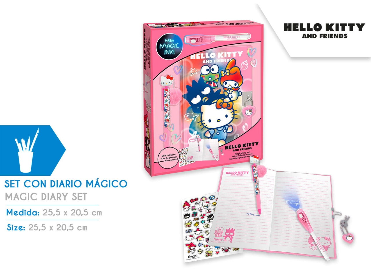 Hello kitty diario con penna magica e topper