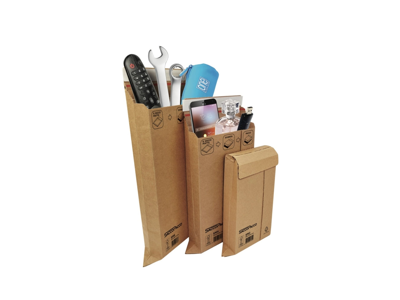 Sacchetti in cartone per spedizione SM2 con soffietto 18,5x27x5cm confezione 25 pezzi