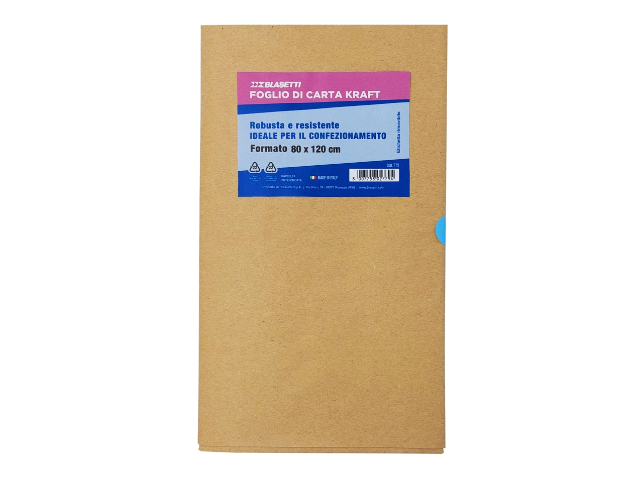 Foglio di carta kraft avana per imballaggio 80g. 80x120cm