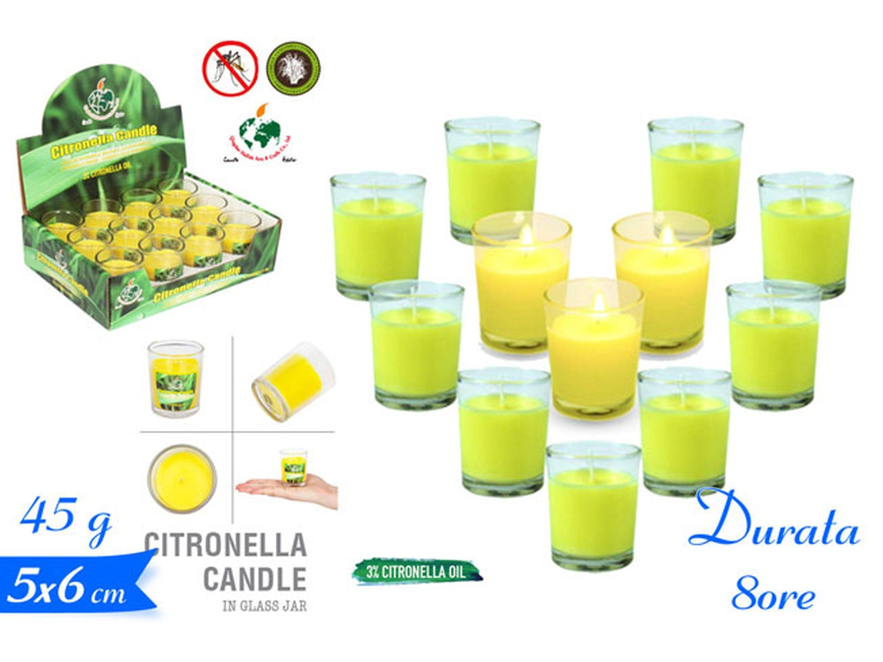 Vasetto candela citronella