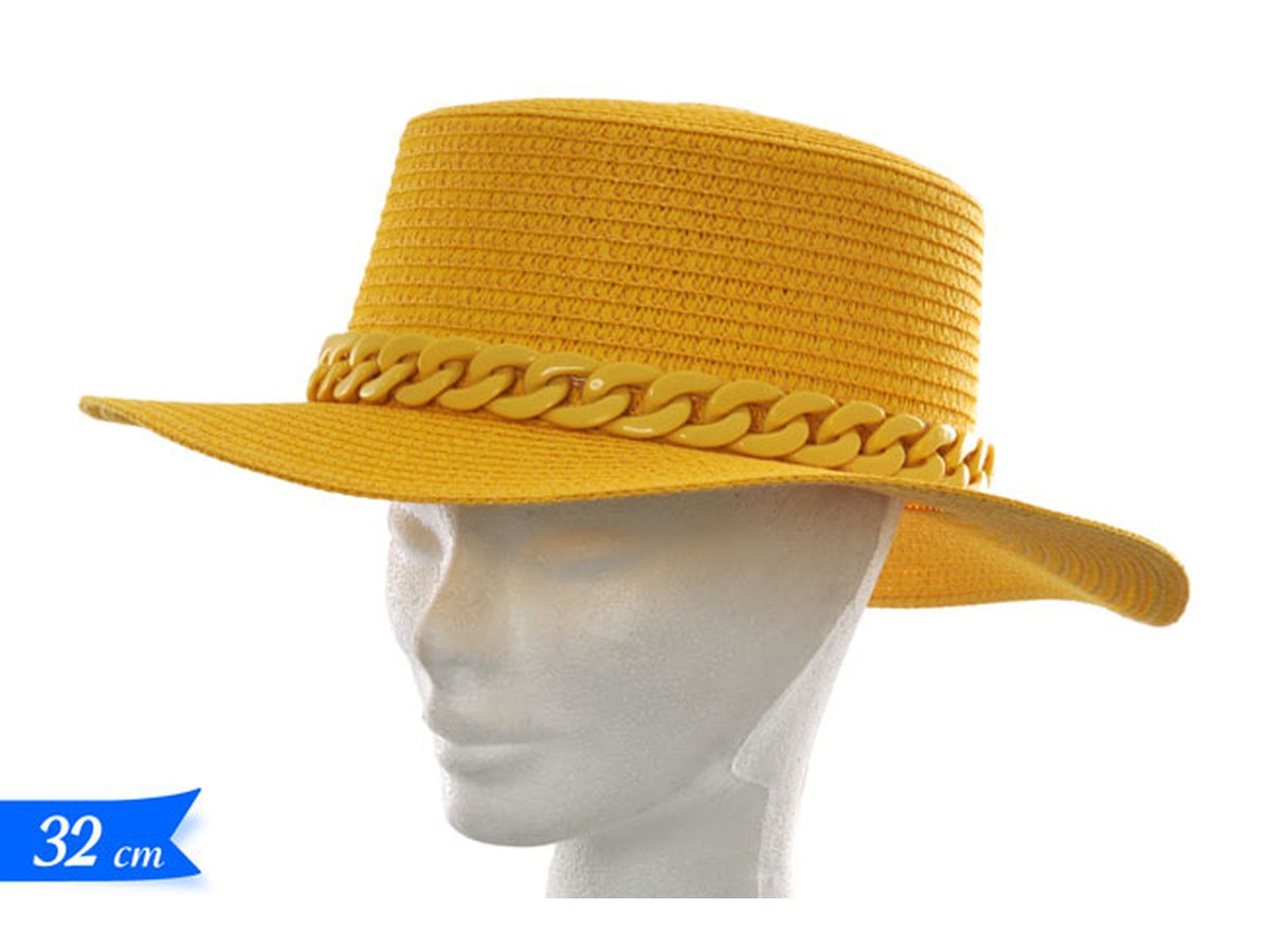 Cappello paglia 32x9cm di colore giallo $