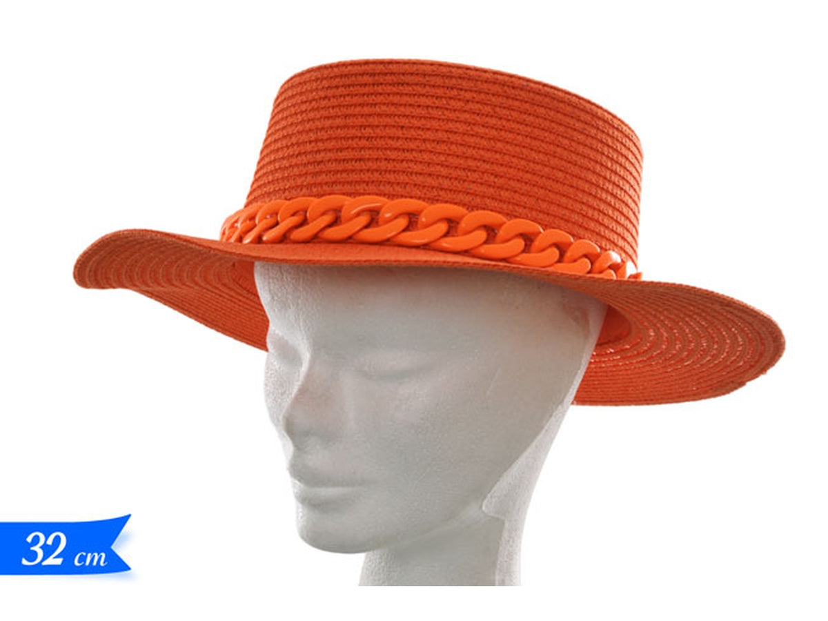 Cappello paglia 32x9cm di colore arancione $