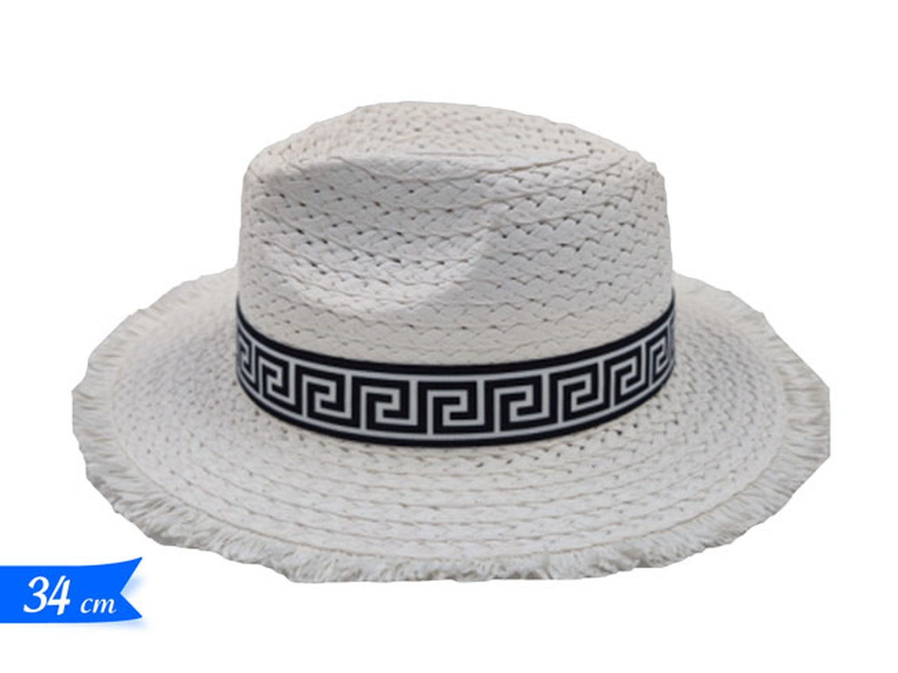 Cappello paglia con decorazione 34x11cm
