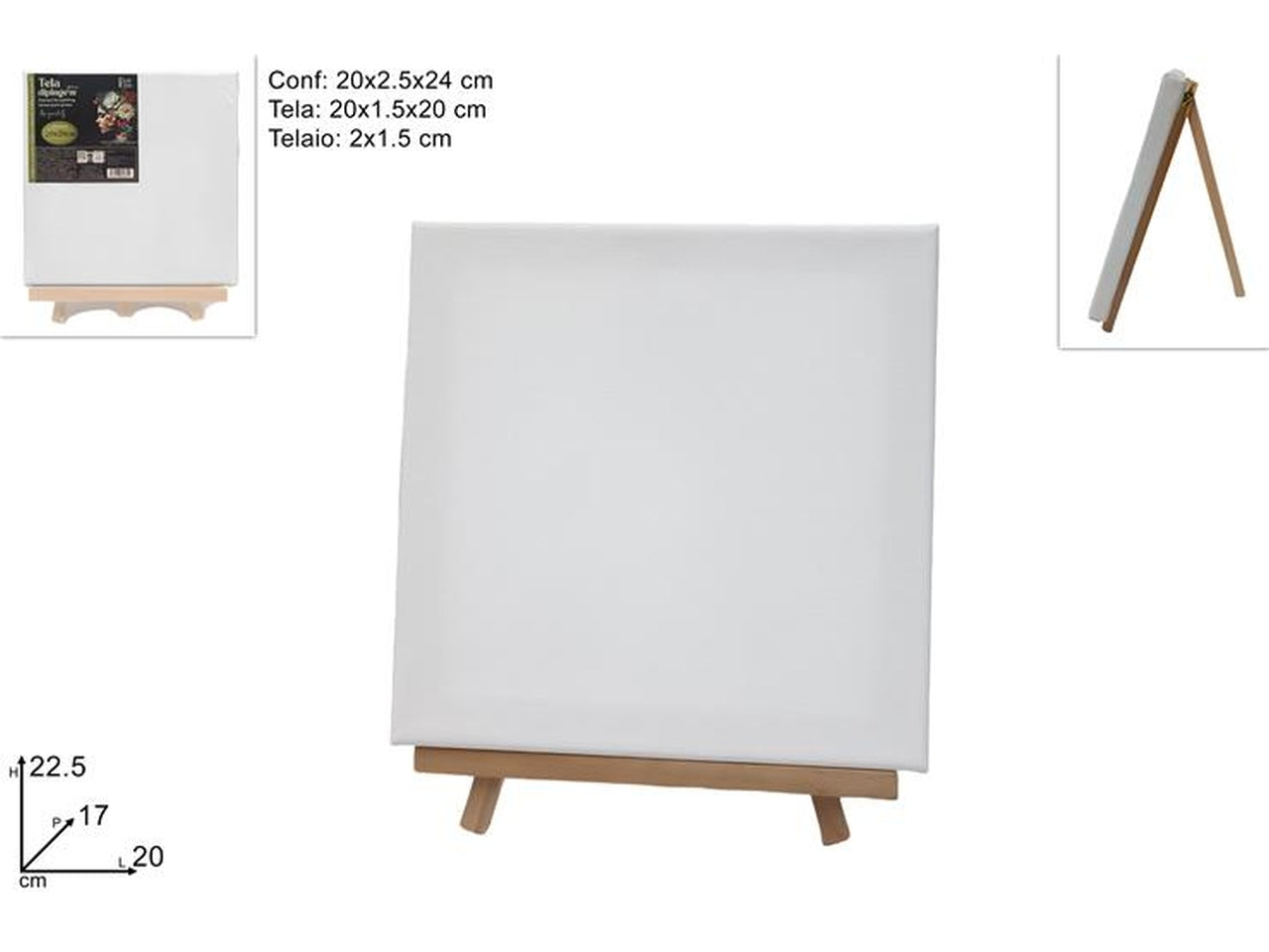 Tela 20x20cm con cavalletto in legno