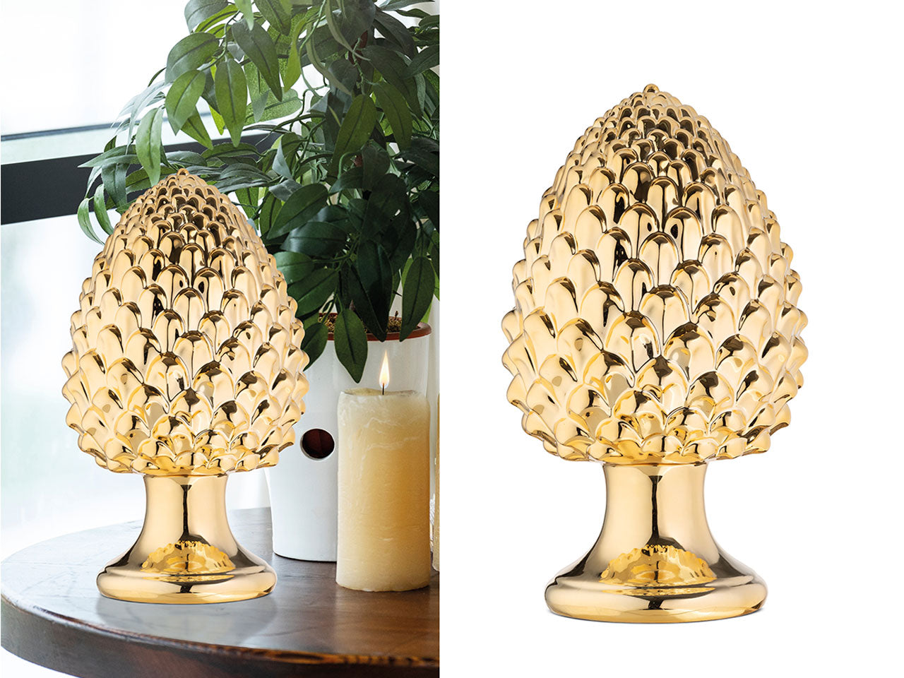 Pigna in ceramica 20xh.38cm oro