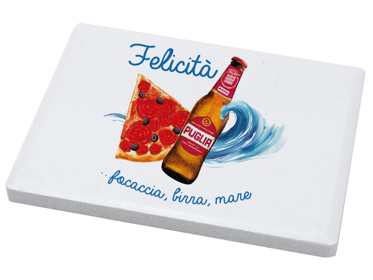 Magnete rettangolare piccolo 5x7cm focaccia e birra