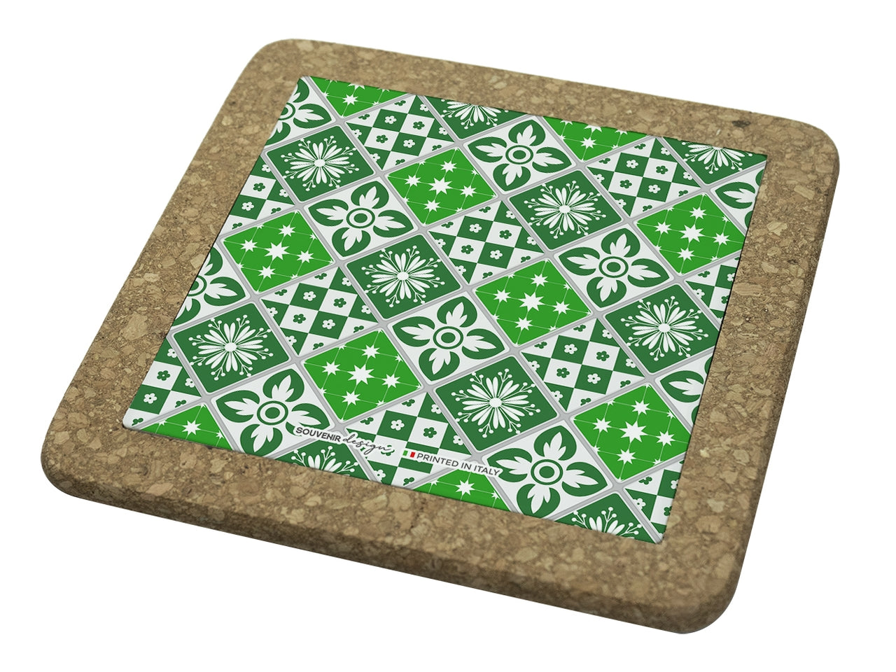 Tagliere quadrato con sughero 15x15cm interno verde