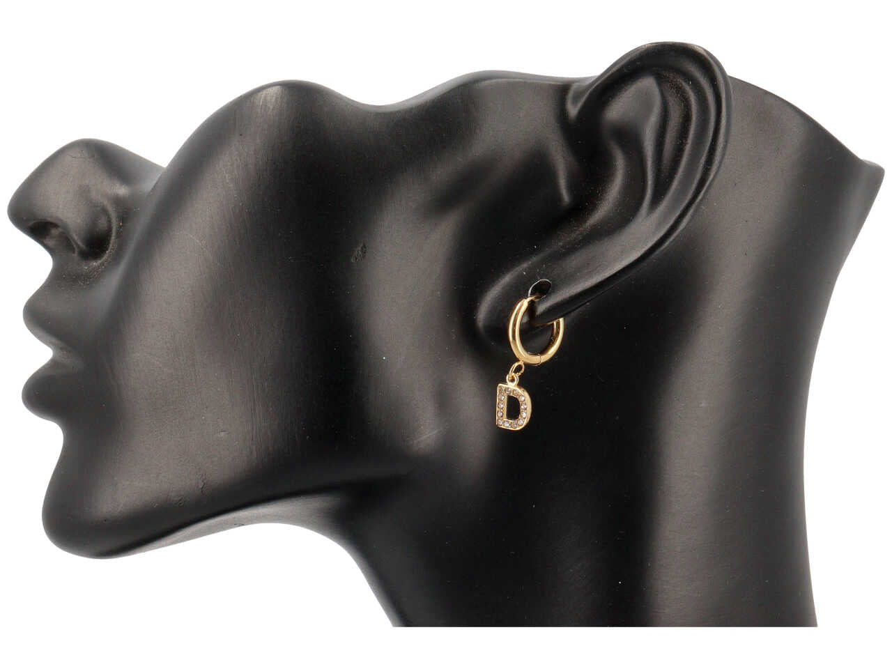 Orecchini cerchietti 10mm con lettera oro zirc D