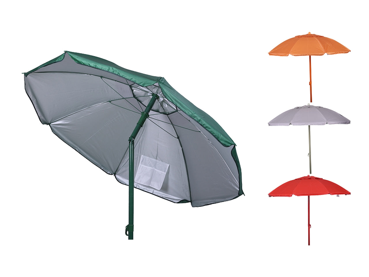 Ombrellone 200 28/32 stecche  8f. con snodo in naylon tinta unita 170g.