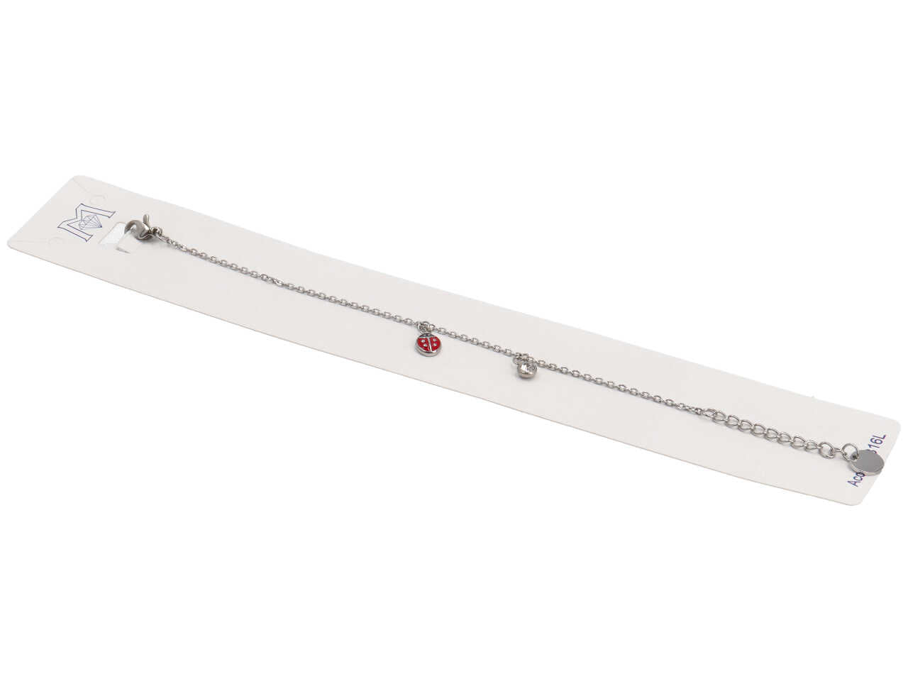 Bracciale acciaio coccinella con zircone