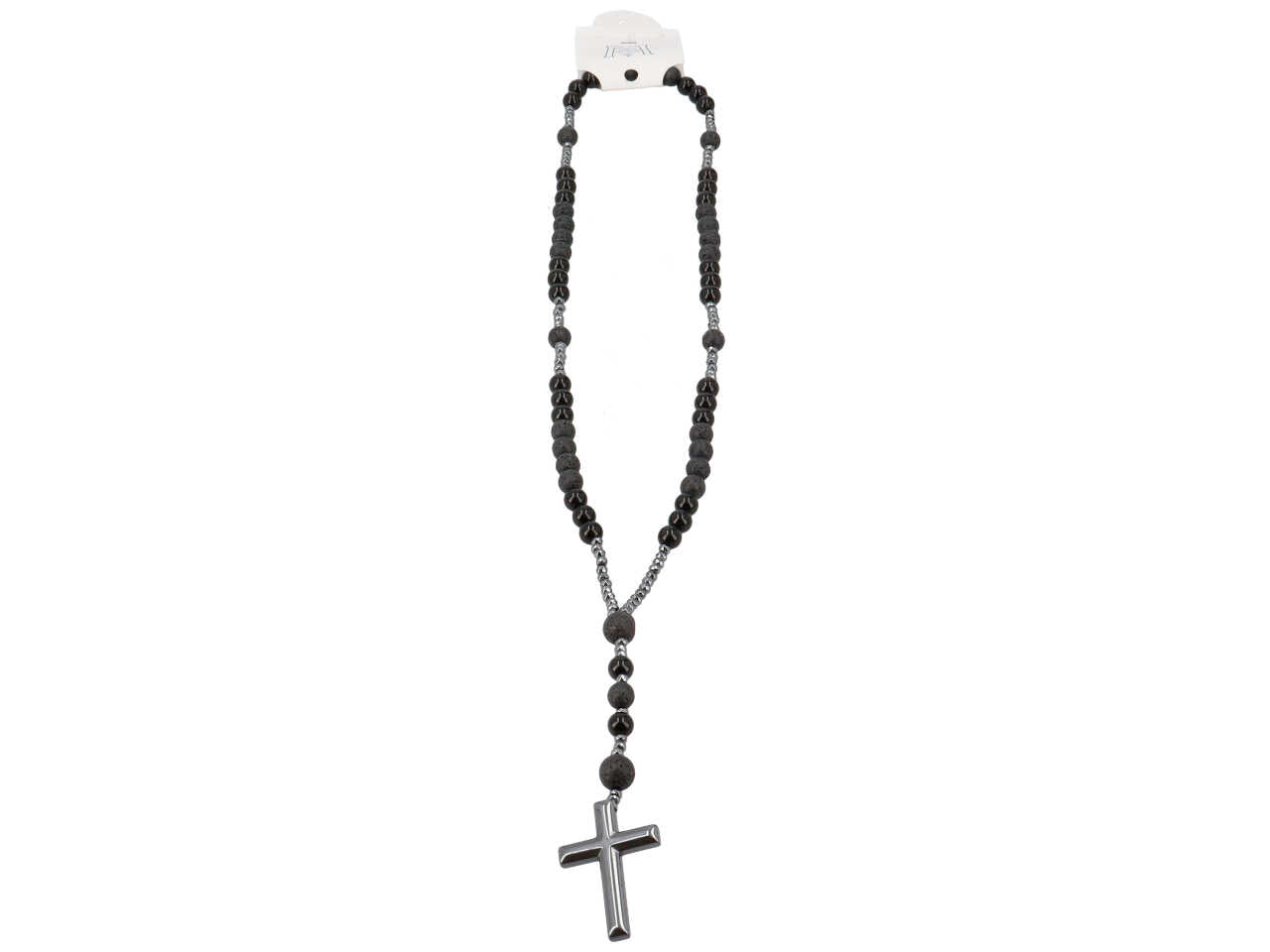 Collana rosario con pietre nere