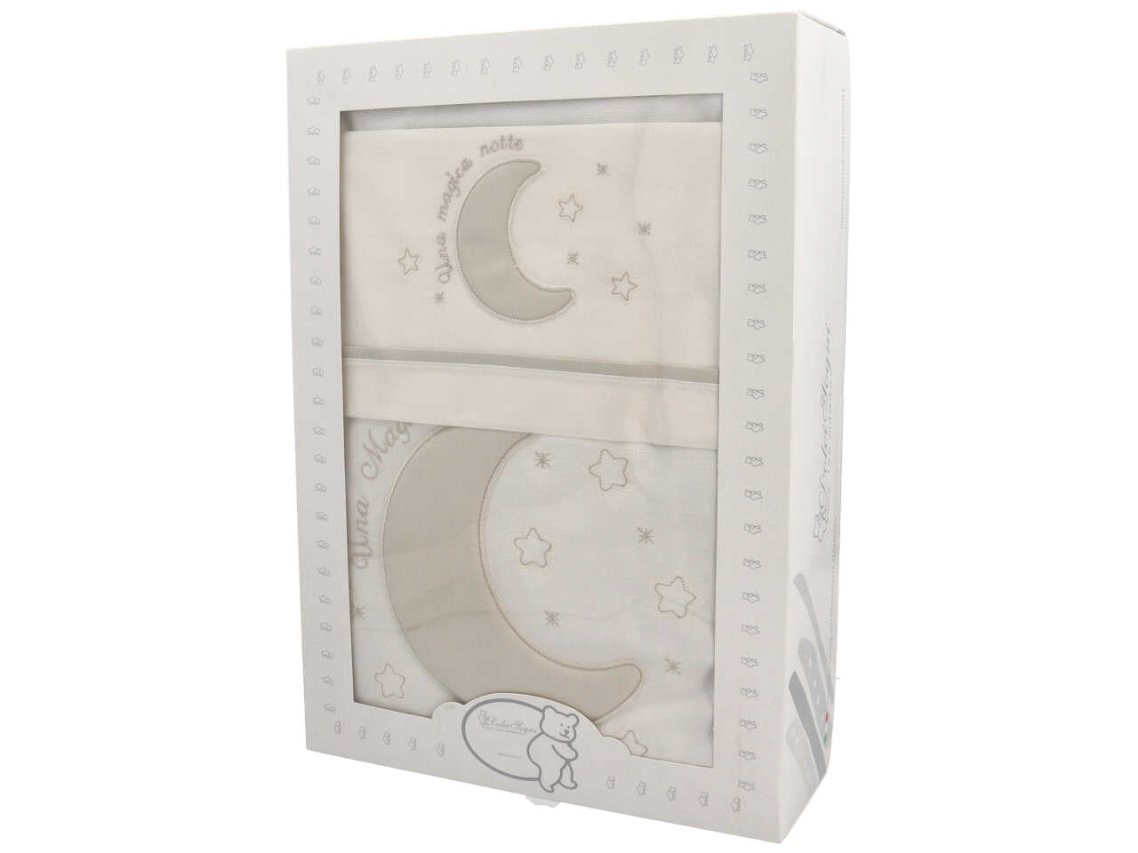 Coordinato per culla estraibile ricamato panna