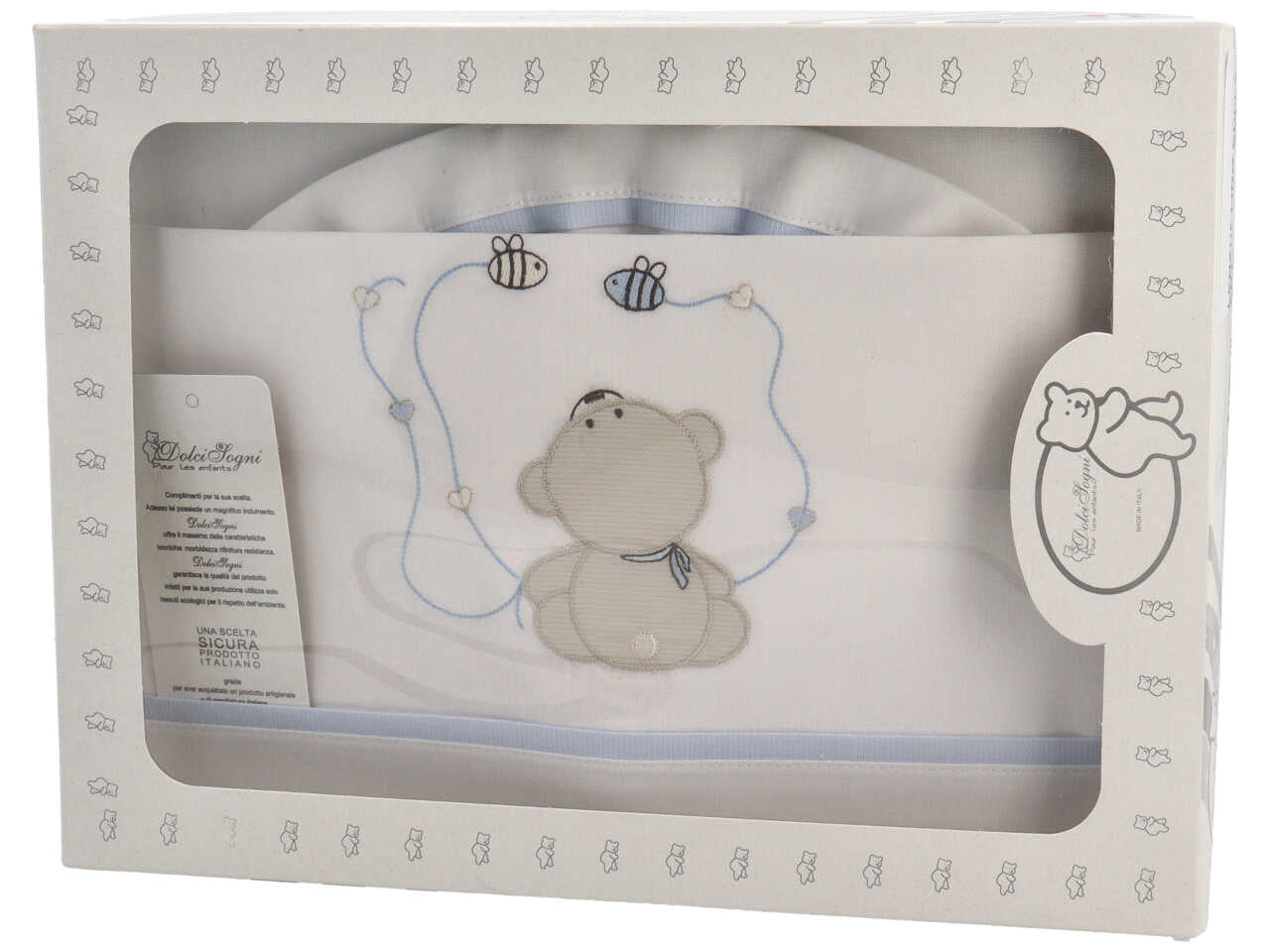 Set lenzuola per culla ricamato, cielo